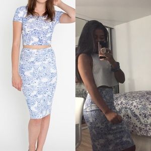 American Apparel Floral Ponte Pencil Skirt